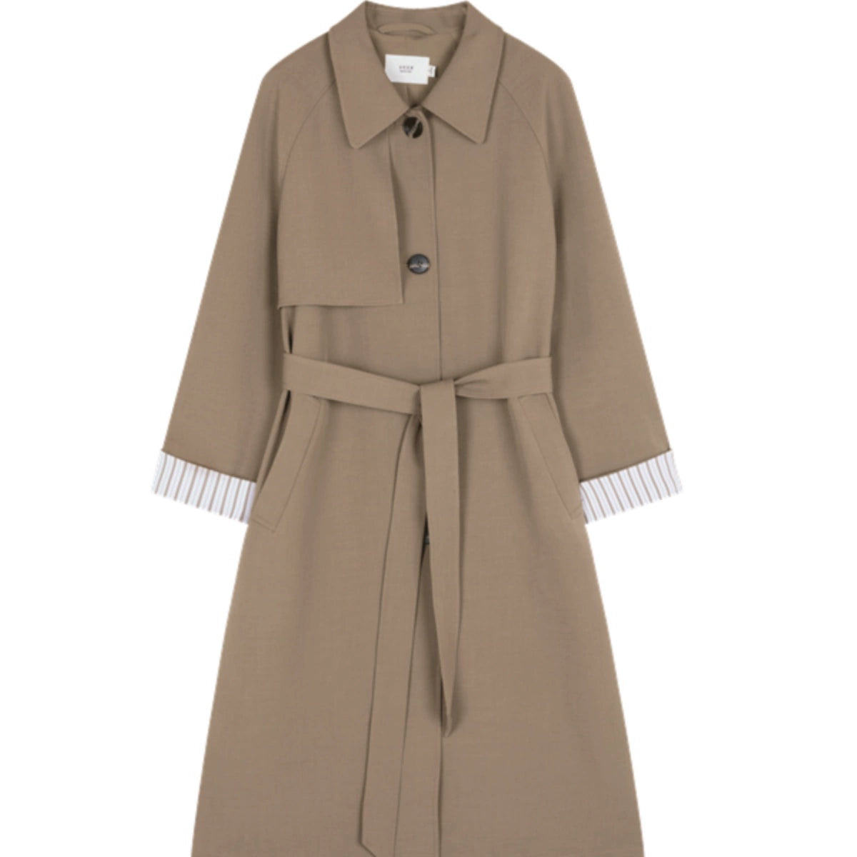 Moran Yimei Stripes Color Matching Long Sleeve Trench Coat