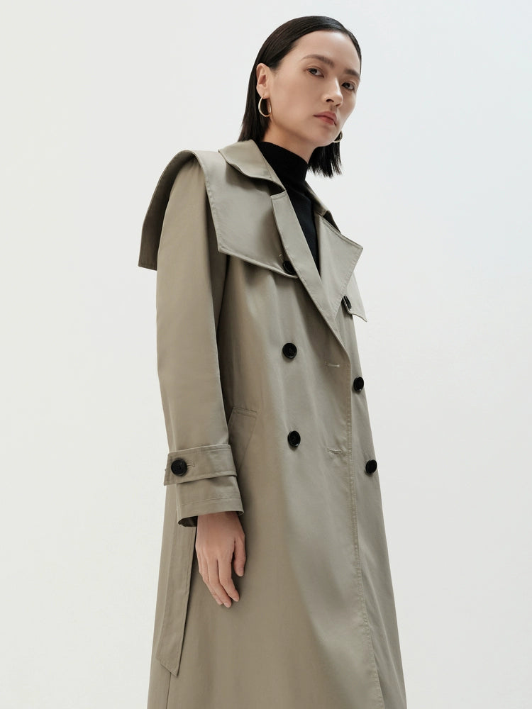 Ariose & Years Spring New Elegant British Style Coat Waist Slimming Long Trench Coat for Women 20822186