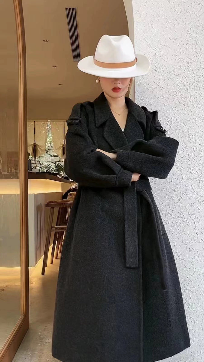 Best Selling 2023 New Arrival Double-Sided Wool Overcoat Women's Long Trench Coat K-style Loose Casual Woolen Coat In Stock