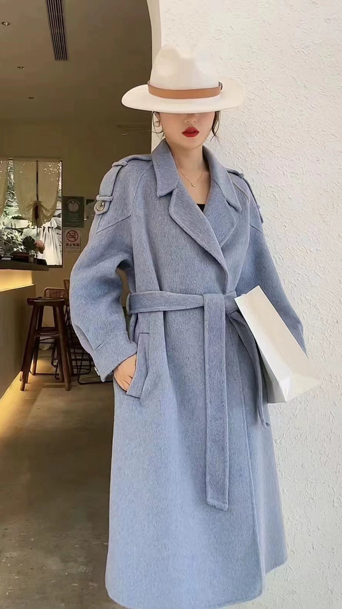 Best Selling 2023 New Arrival Double-Sided Wool Overcoat Women's Long Trench Coat K-style Loose Casual Woolen Coat In Stock