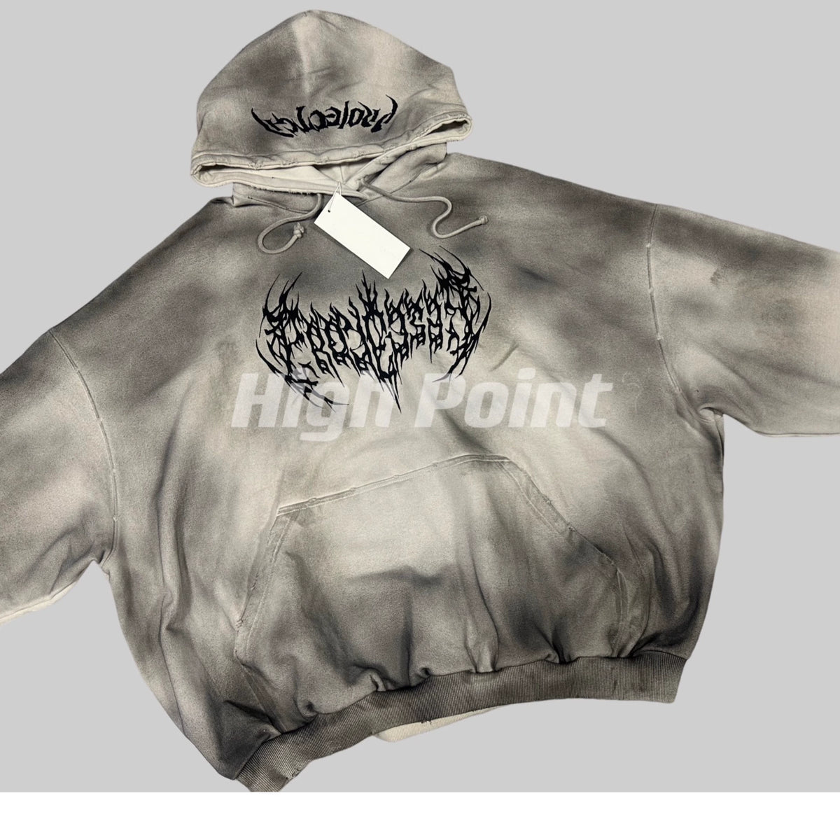 Grailz Fall and Winter Distressed Dirty Dyed Hooded Sweatshirt Embroider