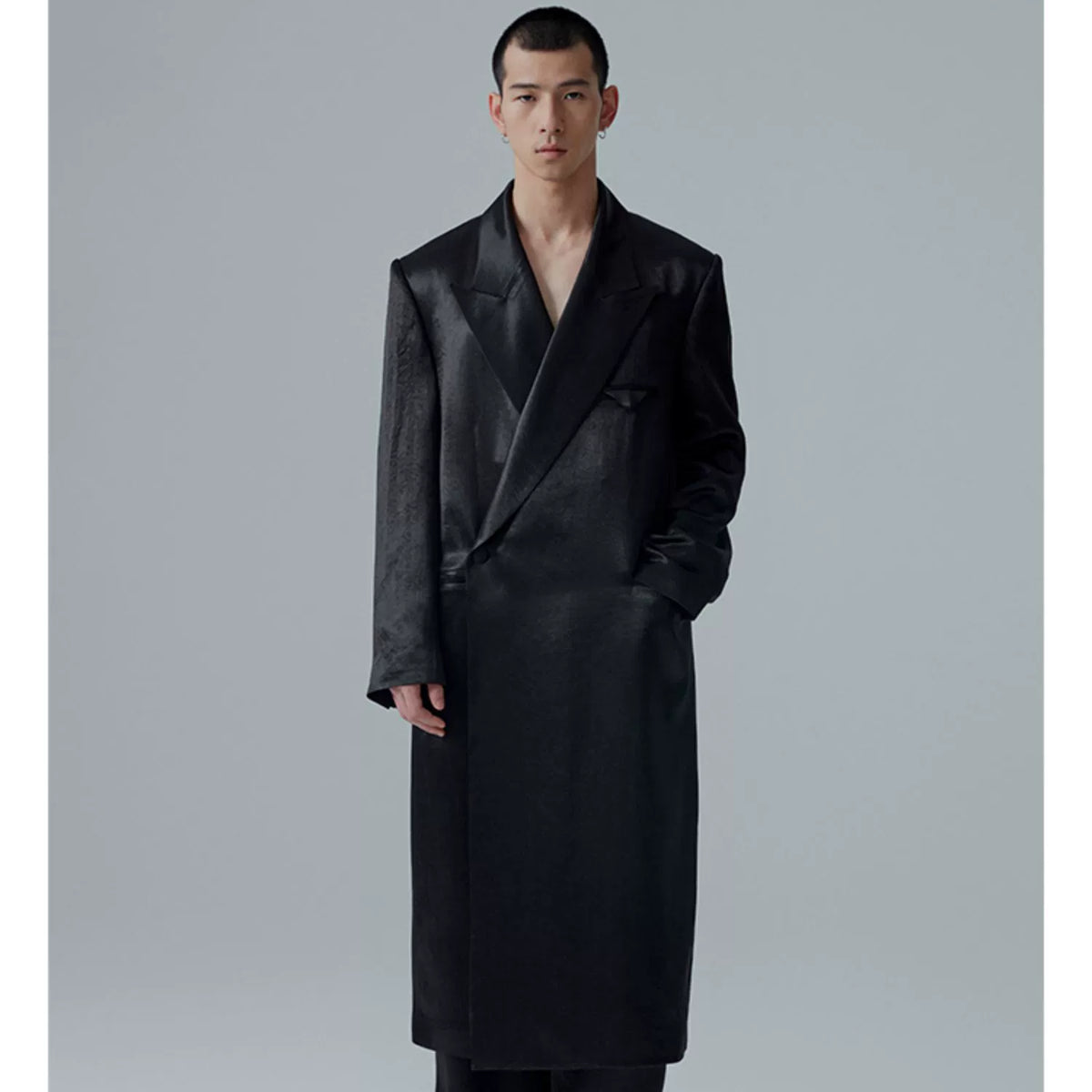 Maison Sans Titre Satin Long Trench Coat