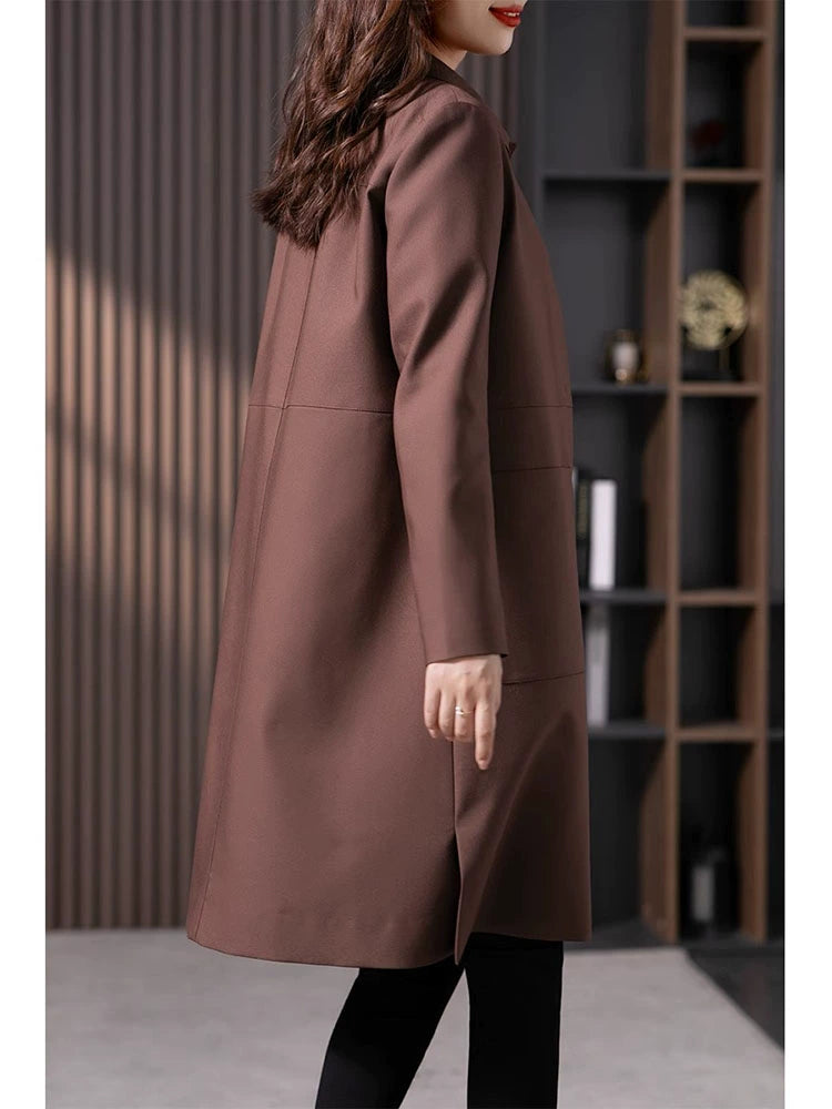 Vldoliya Elegant Anti-Aging Mid-Length Trench Coat Outwear Female 2023 Spring & Fall New Arrival K-style Loose Elegant Straight-leg