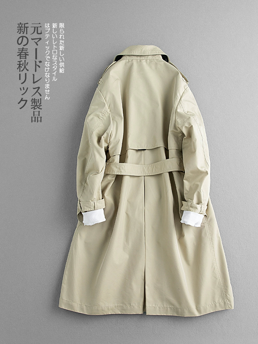 Retro Double Layer Jimingxian Mid Length Long Length Men's and Women's Trench Coat