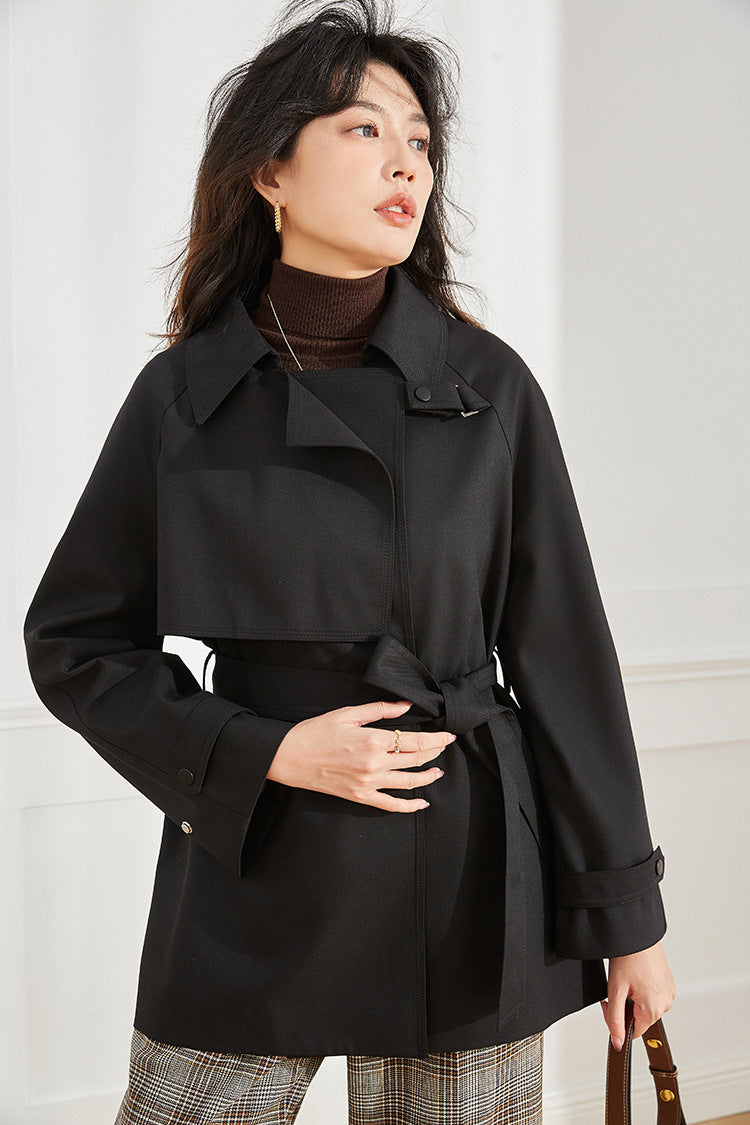 24 Autumn Clothing New Arrival Korean Style Sense of Design Asymmetric Loose Casual Elegant Mid Length Long Length Trench Coat Outwear Women's Clothing