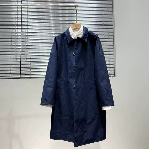 It Japanese Style Mid Length Long Length Seamless Shirt Collar Trench Coat Outwear