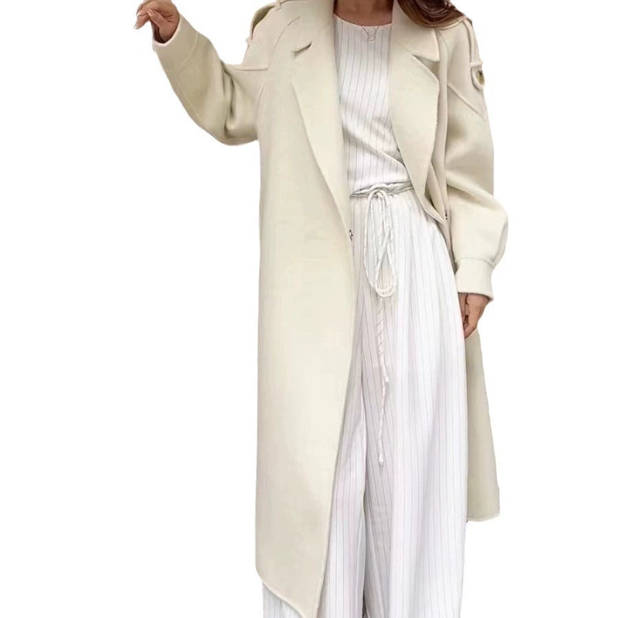 Best Selling 2023 New Arrival Double-Sided Wool Overcoat Women's Long Trench Coat K-style Loose Casual Woolen Coat In Stock