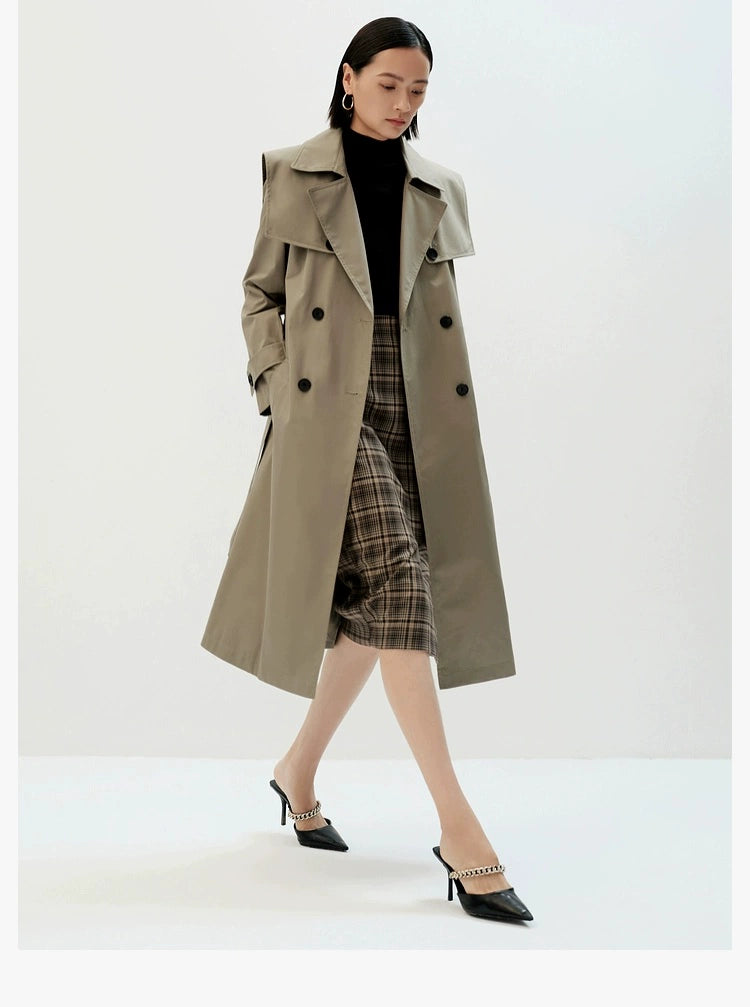 Ariose & Years Spring New Elegant British Style Coat Waist Slimming Long Trench Coat for Women 20822186