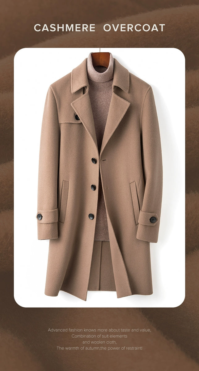 Val Weilun K-style Casual Easiest for Match Mid Length Long Length Trench Coat over the Knee British Style Woolen Coat Business Coat Tide