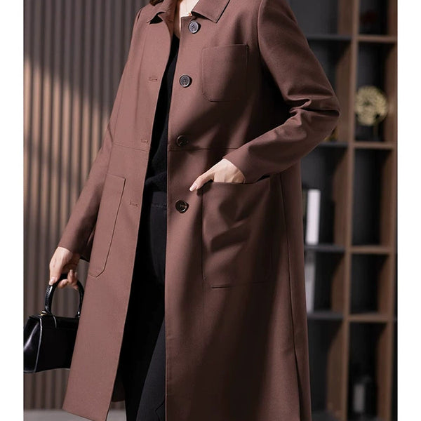 Vldoliya Elegant Anti-Aging Mid-Length Trench Coat Outwear Female 2023 Spring & Fall New Arrival K-style Loose Elegant Straight-leg