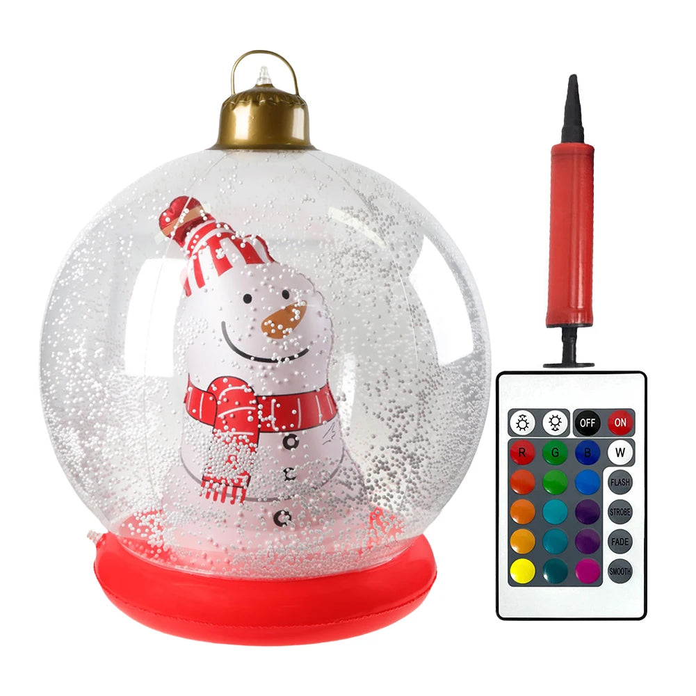 60CM PVC Inflatable Christmas Ball Giant Inflatable Christmas Balls with RGB Light W/ Remote Christmas Decorations Ball Sets