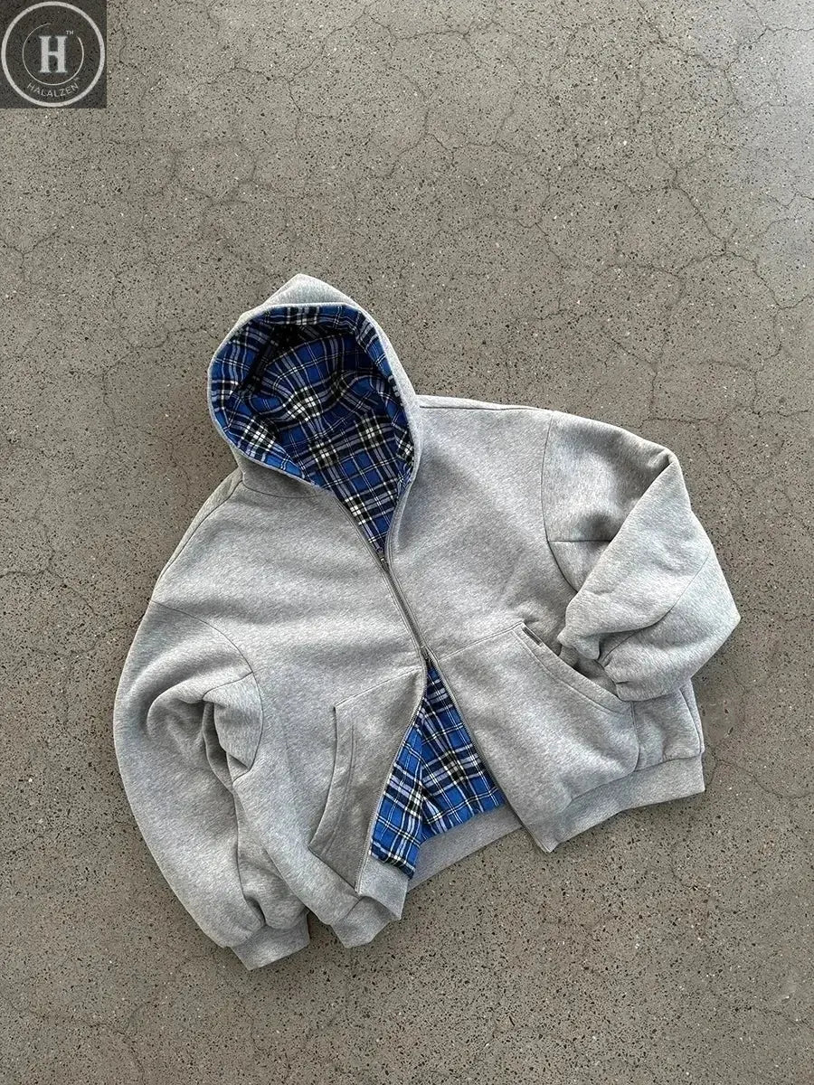 Trendy gradient tie-dye sweatshirt, personalized text print, high street style hooded cardigan, same style for men and women HALALZEN