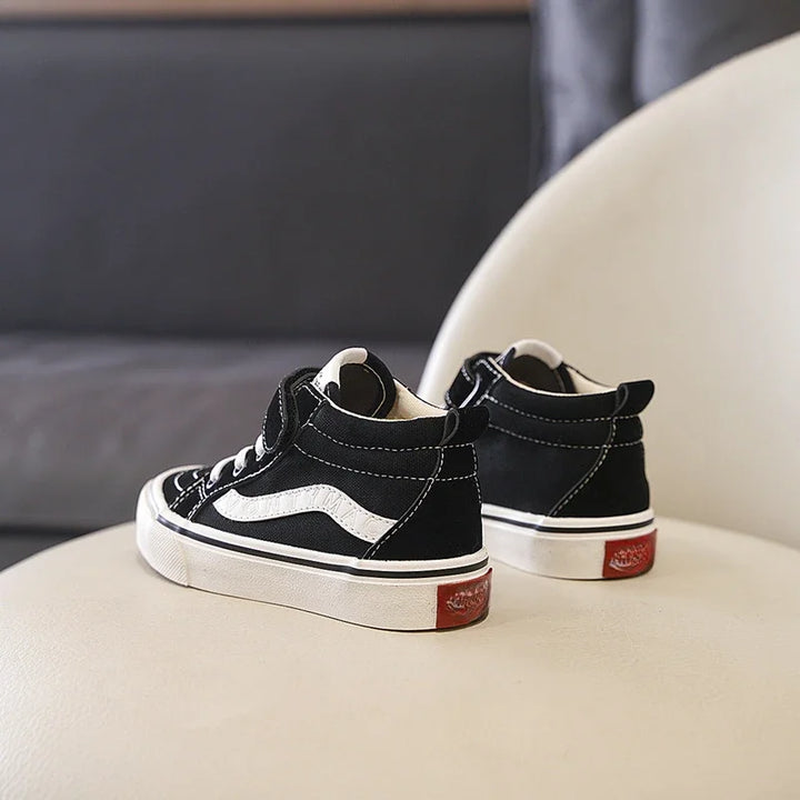 New Shoes for Kids Boys Girls High Top Canvas Shoes Fashion Velcro Casual Board Shoes Kids Soft Sole Anti Slip Sneakers