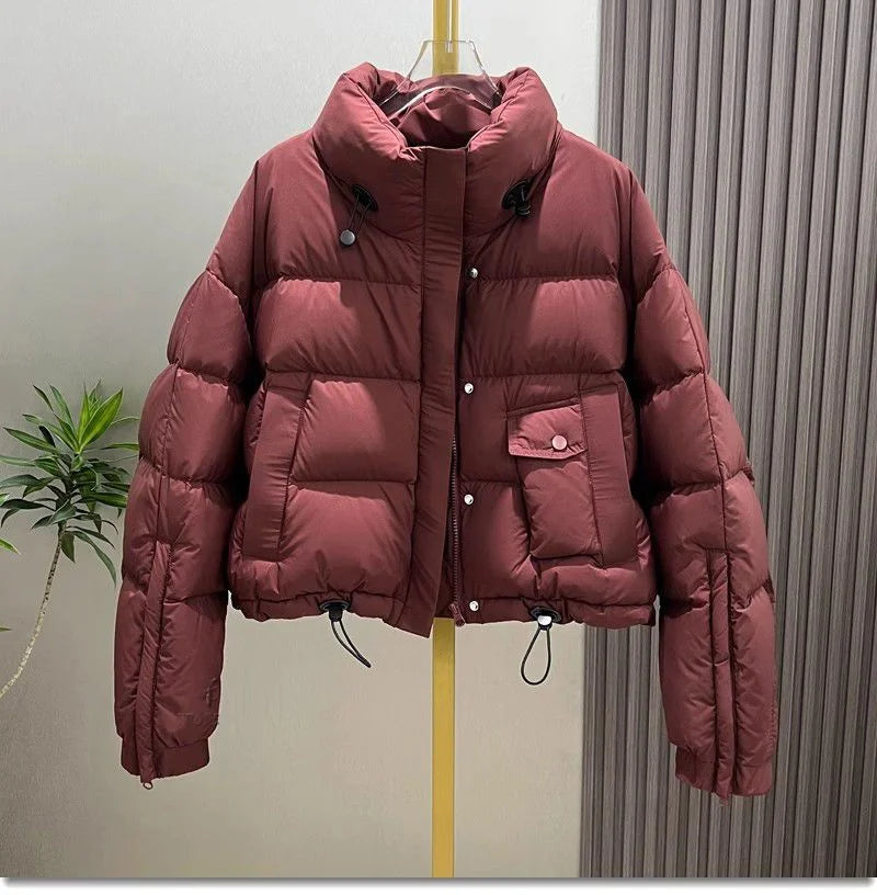 2024 New Thicken Down Cotton Puffer Jacket Petite Cropped Winter Coat Women Stand Collar Parkas Jacket Waterproof Snow Wear Outw