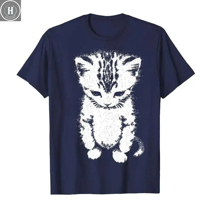 El Gato Sad Kitten Funny Meme Sad Crying Munchkin Cat Trendy T-shirt For Men Women 100% Cotton T Shirts Short Sleeve Tops P710 HALALZEN