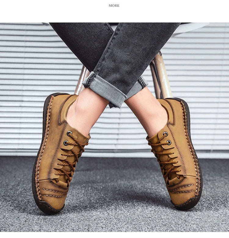 Men Leather Shoes Outdoor Comfortable High Quality Fashion Soft Homme Ankle Non-slip Flats Casual Moccasin Handmade Big Size 48