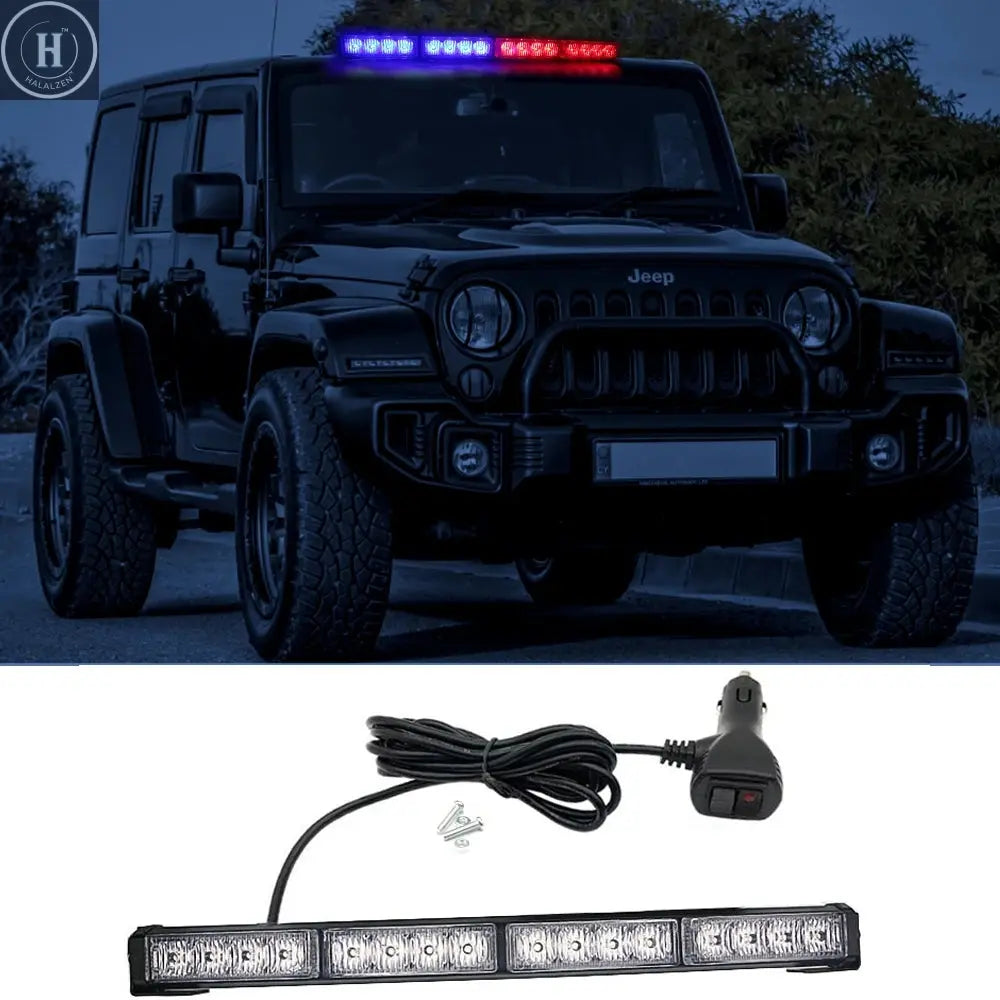 16led Red Blue Flash Car Truck Fireman Police LED Strobe Flashing Emergency Warning Lights Bar Signal Cob Beacon Lamp 12V 24V HALALZEN