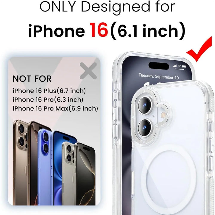 3 in 1 for iPhone 16 Case Clear with MagSafe YellowingResistant Acrylic Back Shockproof Guard Corners MilitaryGrade Protection