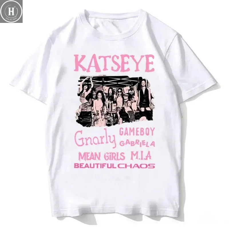 NEW Katseye Beautiful Chaos T-shirt High Quality Retro Cotton Tee for Woman Man Graphic Short Sleeve Shirt Unisex Tops T Shirt HALALZEN