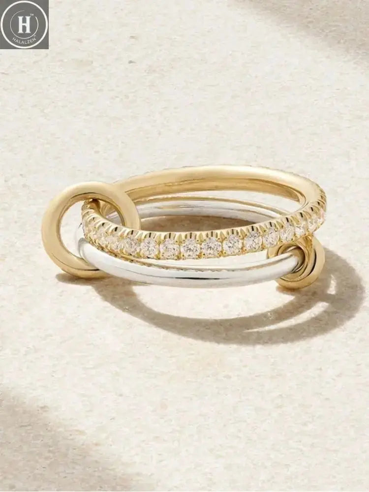 925 Sterling Silver Simple Fashion Multi-Layer Round Zircon Ring For Women Anniversary Daily Wear High Quality Fine Jewelry HALALZEN