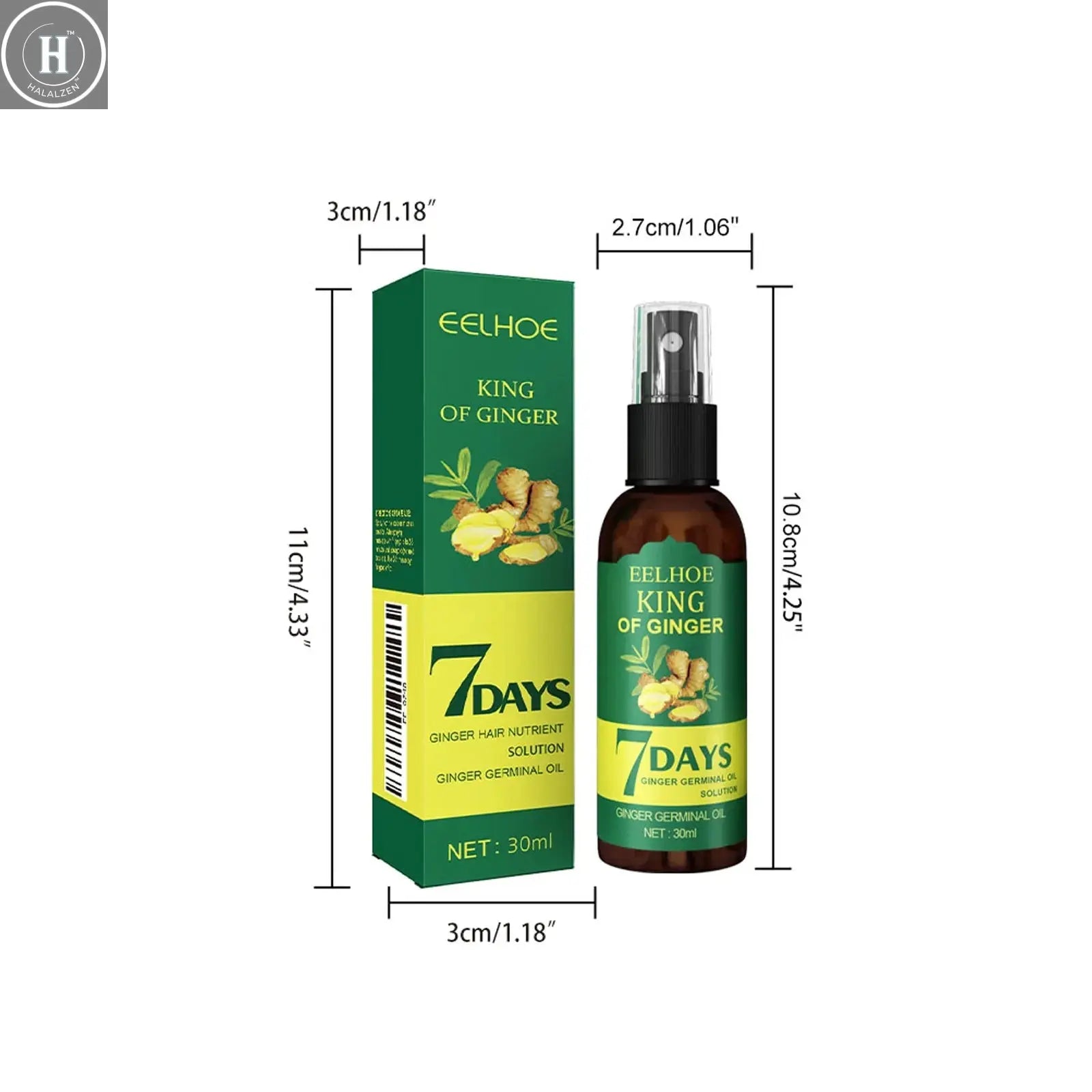 Ginger Oil Hair Booster Serum Spray Nourish Scalp Hair Follicles Refresh Control Oil Strengthen Hair Roots Nutrient Solution HALALZEN