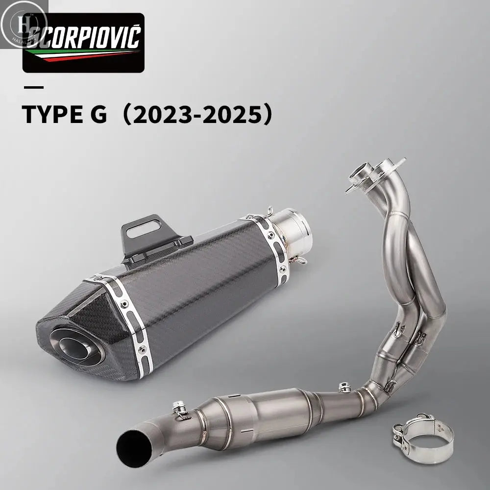 Carbon Fiber Moto Exhaust Escape Full System Muffler DB Killer Front mid Link Pipe for ER6N ER6F Versys 650 Z650 Ninja 650 HALALZEN