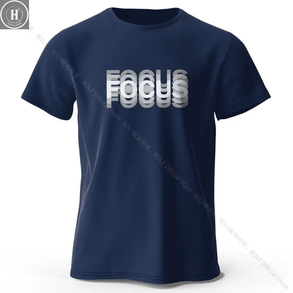 Focus Letter Minimalist Style 100% Cotton T-Shirt, Lightweight Round Neck Short Sleeve Tee, Perfect for Men & Women HALALZEN