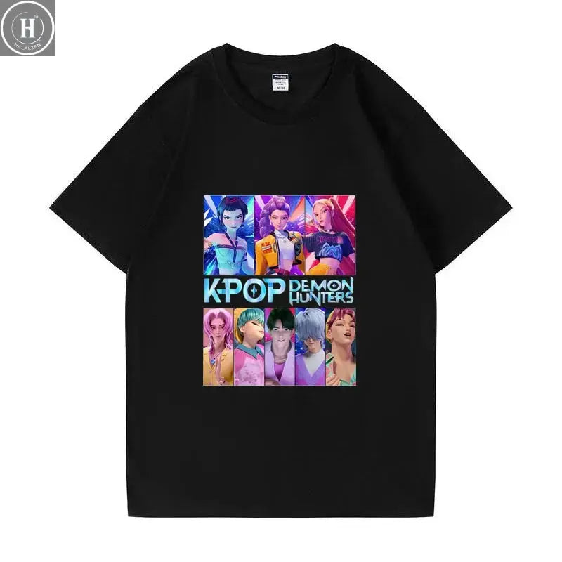 Kpop Demon Hunters HUNTRIX Saja Boys T Shirts Girls O-Neck Casual Women Summer Shirts Cotton T-shirt High Quality Clothing Tops HALALZEN