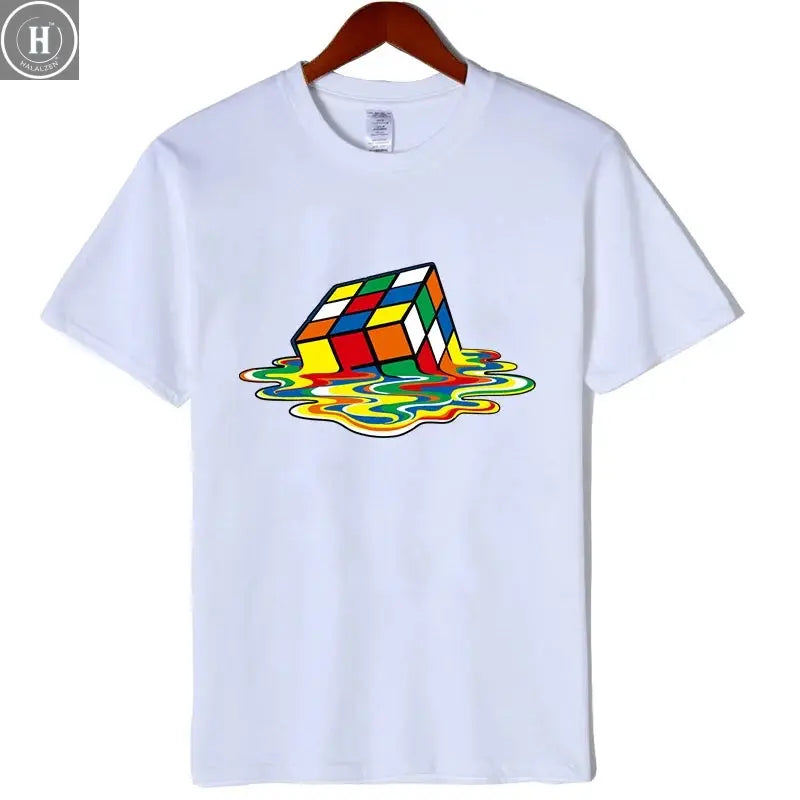 Summer Men's T-shirt High Quality 100% Cotton Magic Square Printing O-neck For Men Tees Casual Cool Hip Hop Short Sleeved Tops HALALZEN