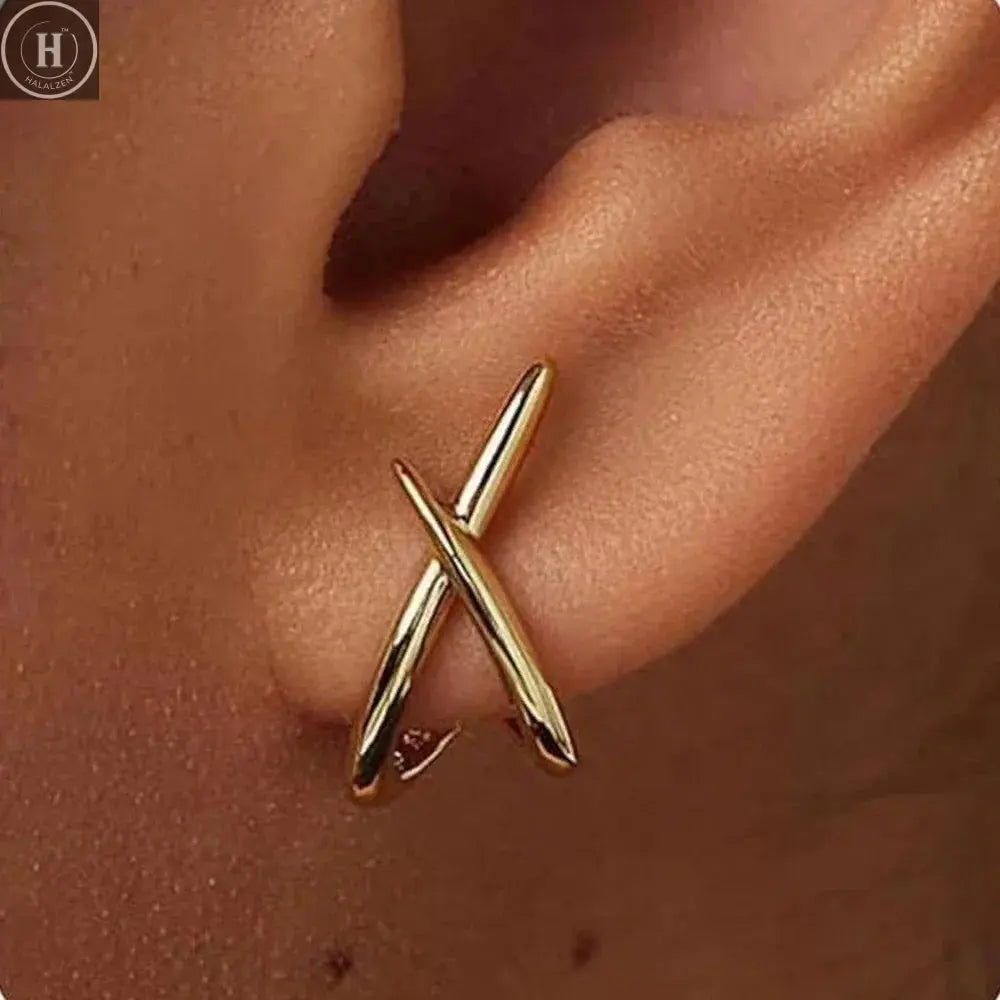 LATS Trendy Gold Color Cross Stud Earrings for Women Dainty Simple Minimalist Earring Fashion Jewelry Party Gifts Wholesale HALALZEN