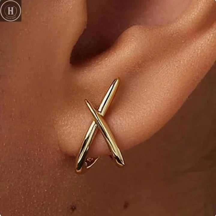 LATS Trendy Gold Color Cross Stud Earrings for Women Dainty Simple Minimalist Earring Fashion Jewelry Party Gifts Wholesale HALALZEN