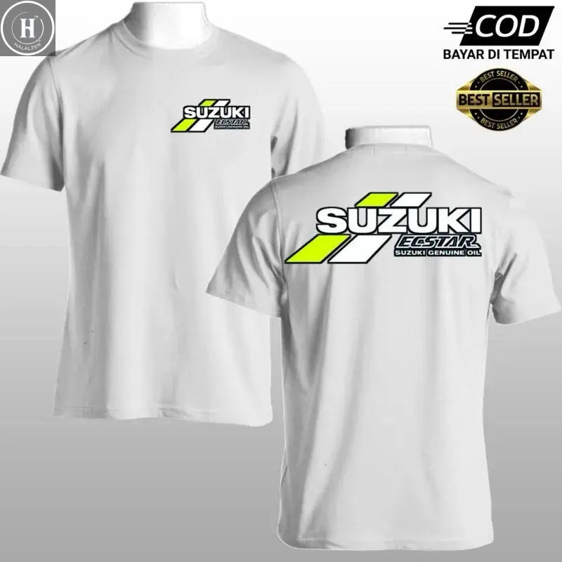 Suzuki motorcycle graphic print men's and women's short-sleeved T-shirt, 100% cotton, car theme casual men's crew neck T-shirt HALALZEN