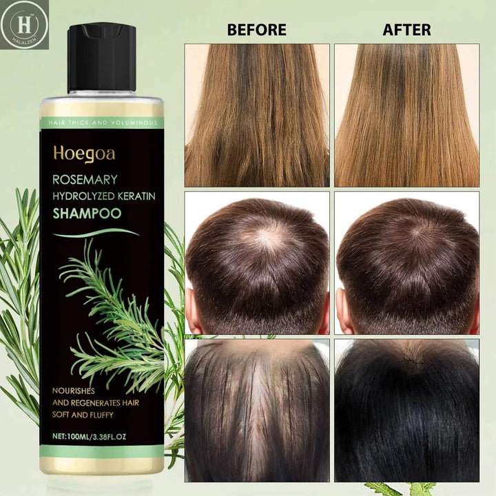 Rosemary Oil Hair Growth Shampoo Organic Thickening for Thinning Hair & Hair Loss Volumizing Natural Shampoo for Men and Women HALALZEN