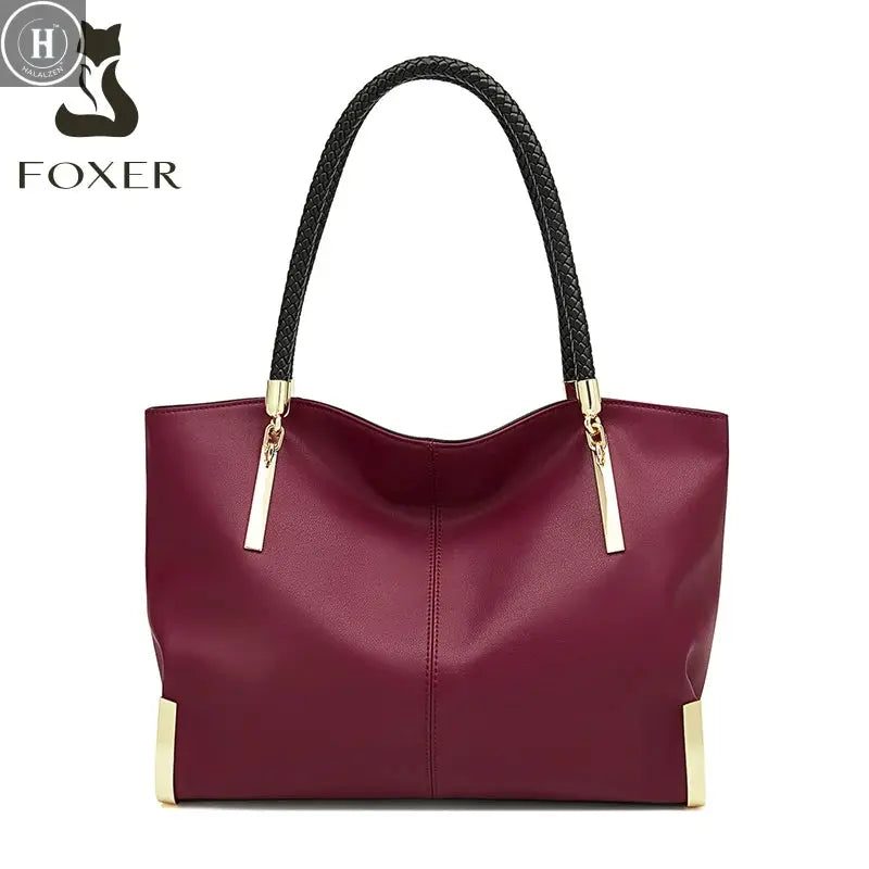 FOXER Brand Genuine Leather Handbag Winter Women Original Design Shoulder Bag Luxury Tote Large Capacity Lady Bag Chrismas Gift HALALZEN