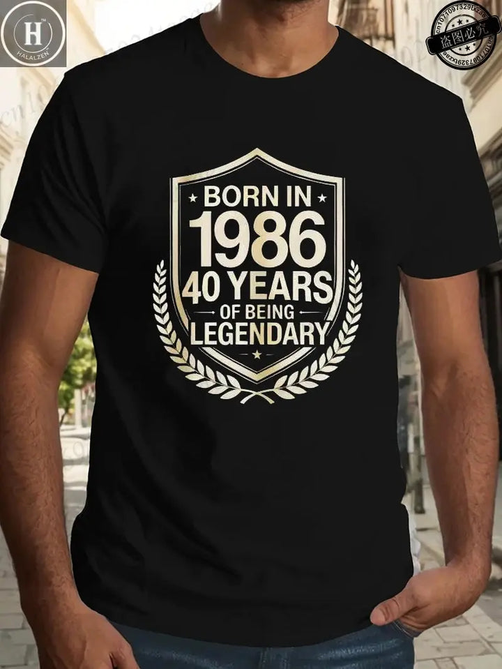 Men's T-shirts Tops Birthday 30th,40th~80th Gift Born in 1986 40 Years of Being Awesome Graphics Tops for Women Men Clothing HALALZEN