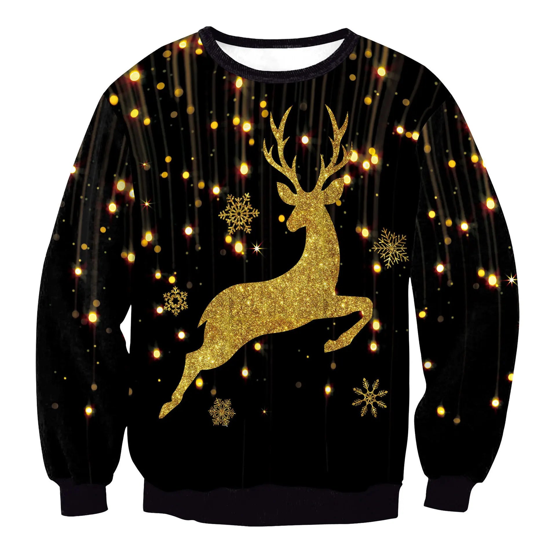 Men Women Crewneck Xmas Sweatshirt 3D Christmas Tree Gift Print Holiday Party Jumper Tops Pullover Alpaca Ugly Christmas Sweater