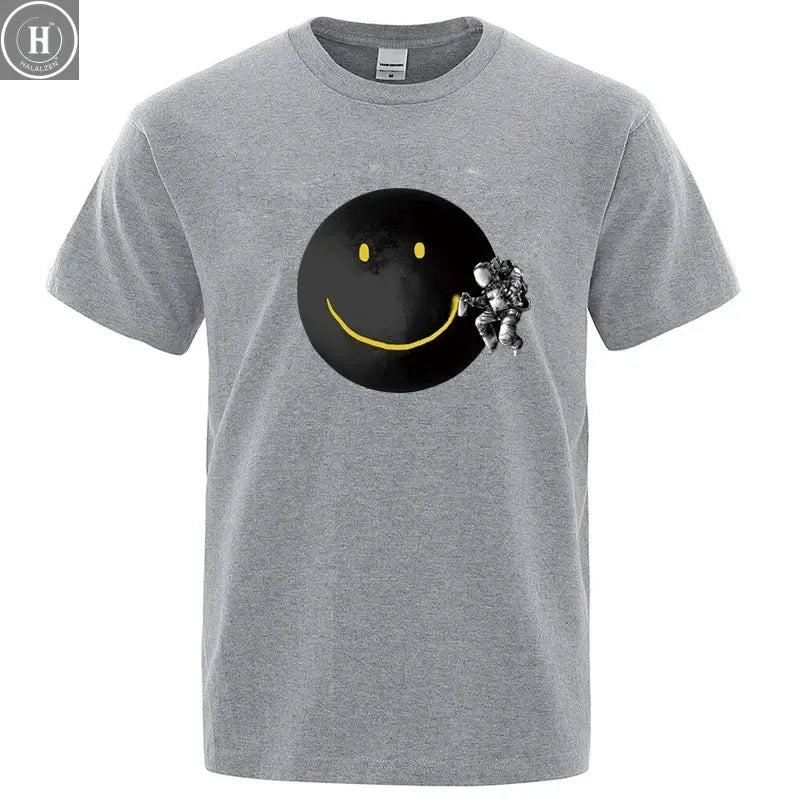 Summer Men's T-shirt High Quality 100% Cotton Funny Spaceman Printing Casual Loose O-neck Men Short Sleeve T-shirt Male Tee Tops HALALZEN