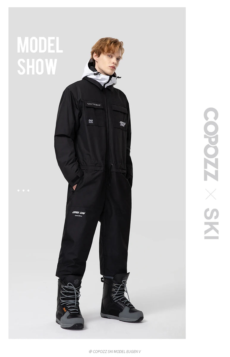 COPOZZ Winter Ski Suit Men Women Waterproof Warm Ski Overalls Outdoor Sports Snowboard One Piece Ski Jumpsuit Skiing Clothing