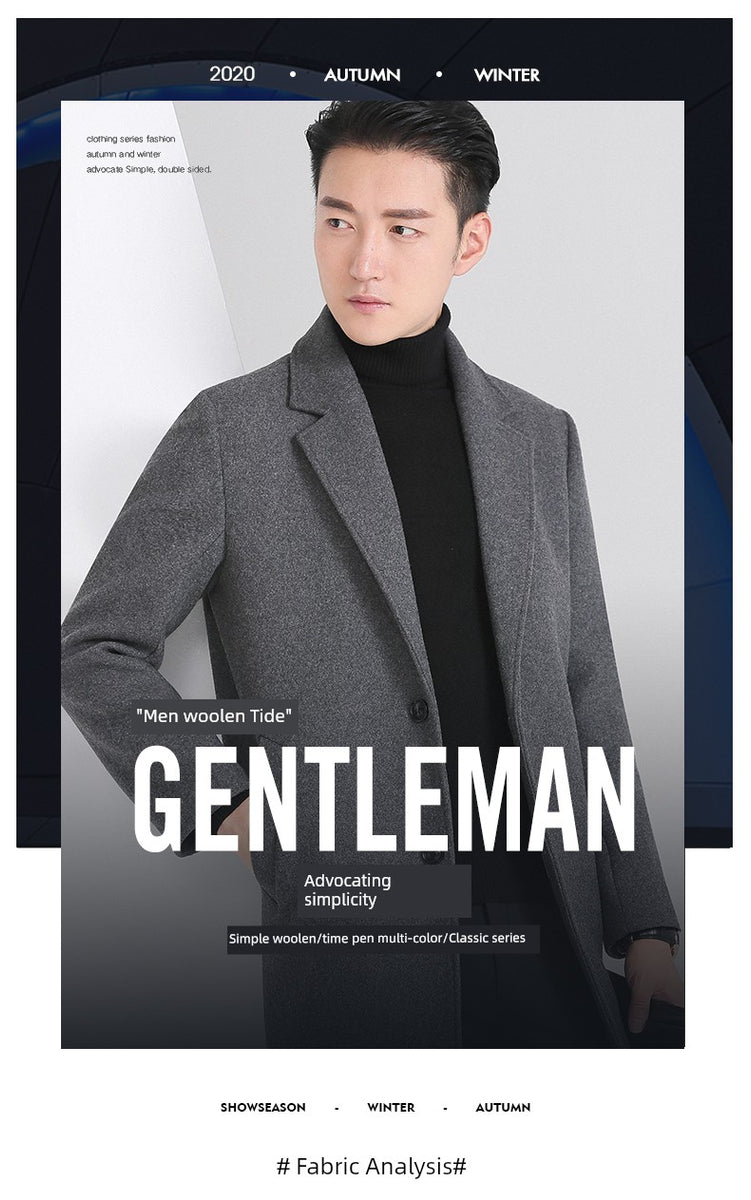 Hengyuanxiang Woolen Coat Men's 2023 Winter New Arrival Thickened Cashmere Mid Length Long Length Trench Coat Woolen Outwear Tide