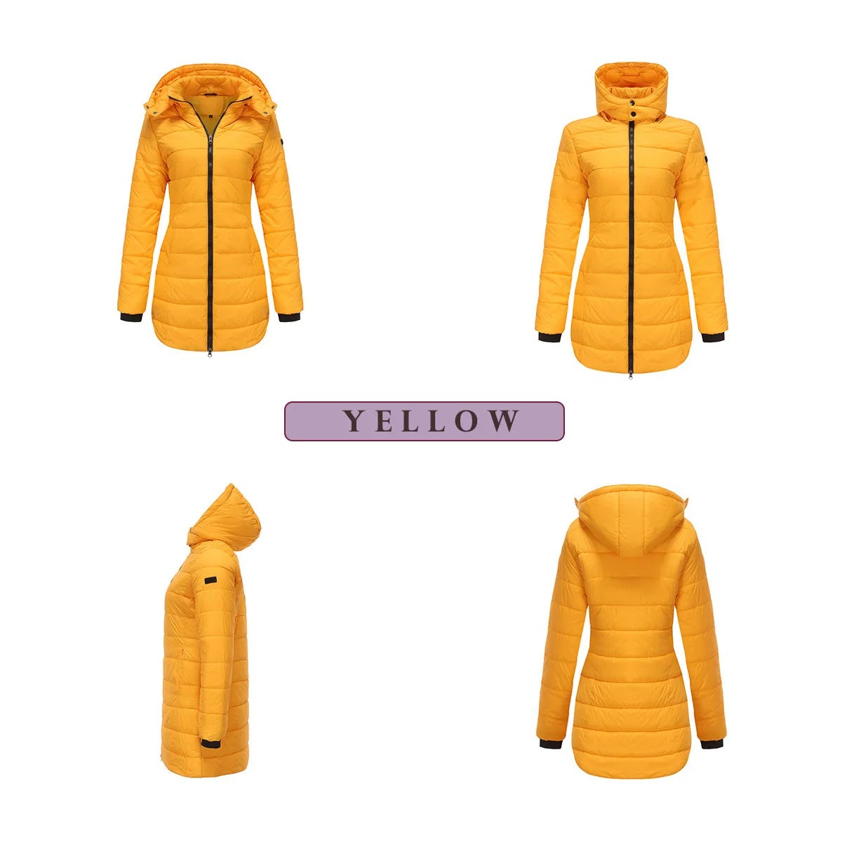 2024 New Waterproof Overcoat Women's Removable Cap Long-sleeved Parkas Winter Warm Jacket Female Red Yellow Gray Dark Blue Coats