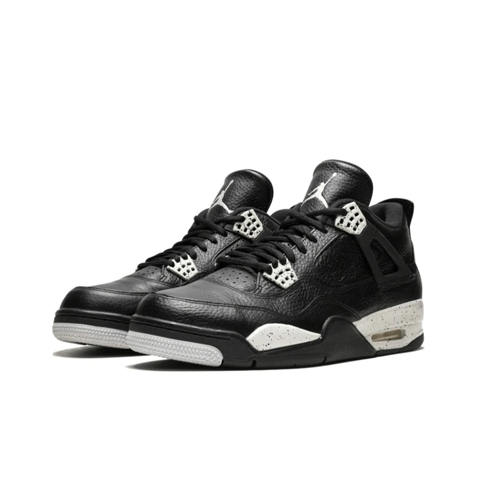 Original Air Jordan 4 "Tattoo" Comfortable Retro Basketball Shoes Men's White and Black and Red Sneakers BQ0897-006