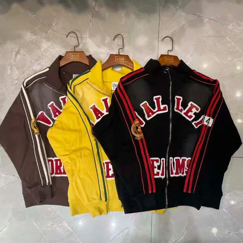 Black Washed VALLEY Zipper Jackets Men Women 1:1 Best Quality Oversized Vale Embroidered Logo Jackets