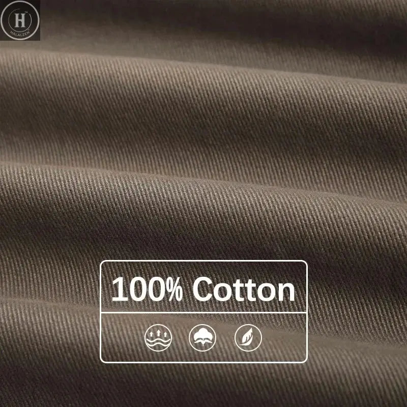 Baggy Wide-leg Jeans 100% Cotton Comfortable Breathable Autumn Casual Denim Pants Loose Straight Trousers Fashion Streetwear Halalzen UK