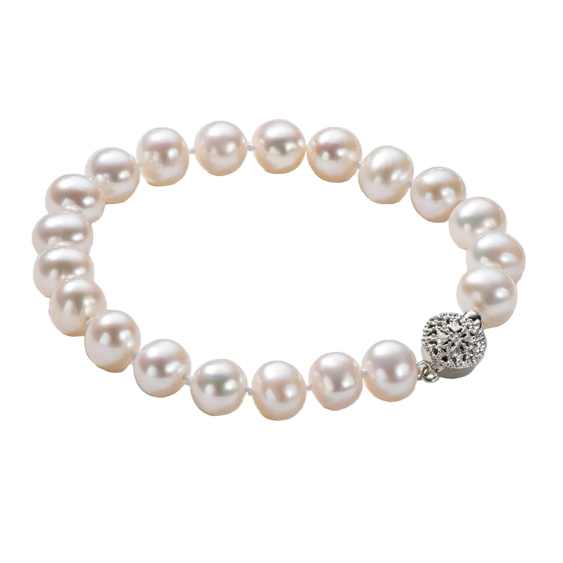 925 Silver Natural Freshwater Pearl Bracelet Women'S Daily Wear Elegant Bracelet Jewelry Anniversary Birthday Gift