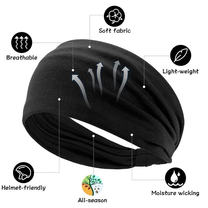 5pc Sports Headbands for Men Women Non-Slip Moisture Wicking Workout Sweatband Fitness Running Cycling Football Yoga Hairband