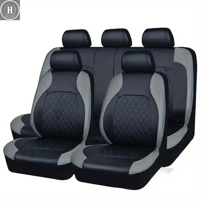 PU Leather Car Seat Covers Airbag Compatible Car Interior Accessories Front/ Rear/ Full Set Cover Cushion Universal Fit Most HALALZEN