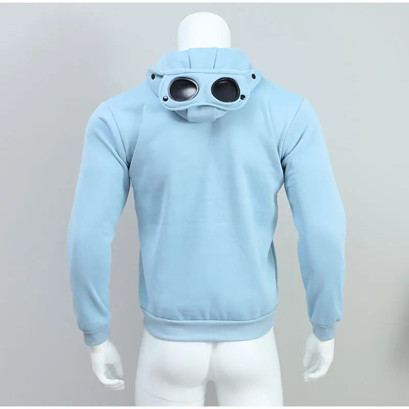 Spring Autumn Men's Casual Hooded Sweatshirt Trendy Zipper Up Sunglasses Hat Cardigan Unisex High Street Outdoor Jackets