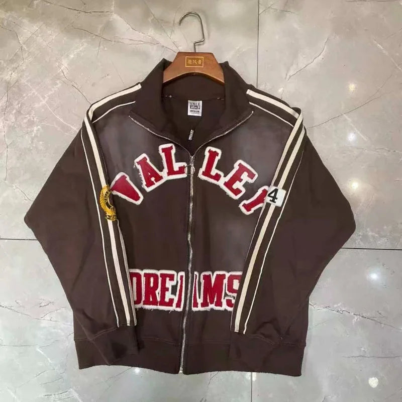 Black Washed VALLEY Zipper Jackets Men Women 1:1 Best Quality Oversized Vale Embroidered Logo Jackets