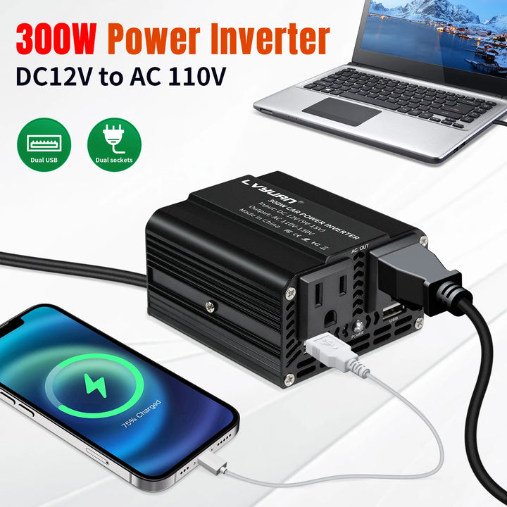 500W/300W Car Inverter DC12V AC110V Power Conversion Mini Portable Inverter With USB 5V 3.1A Output US Socket