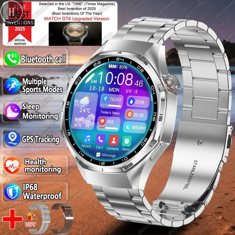 2026 New Watch 6 Pro Smart Watch AMOLED Screen GPS Tracker HD Bluetooth Call Waterproof Sports Health Monitoring Smartwatch Men HALALZEN